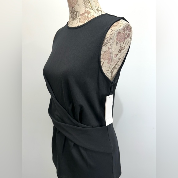 NORDSTROM RACK Black Asymmetrical twist front sleeveless Top size S - Picture 3 of 13